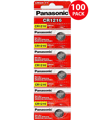 Panasonic CR1216 Battery 3V Lithium Coin Cell (100 Count) - Tracking Included!