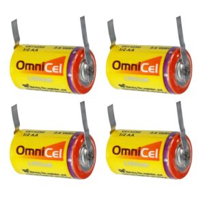 4x OmniCel ER14250 3.6V 1/2AA Lithium Standard Battery Tabs Sensors Detectors
