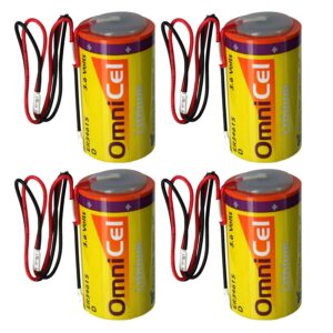 4x OmniCel ER34615 3.6V 19Ah Sz D Lithium Battery Wire Leads RFID AMR Backup