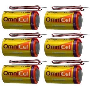6X OmniCel ER26500 3.6V 8.5Ah Sz C Lithium Battery Wire Leads AMR Backup