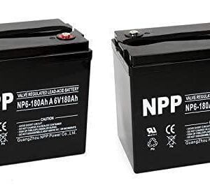 NPP NP6-180Ah 6V 180 Amp AGM Deep Cycle Camper Golf Cart RV Boat Solar Wind Battery (2 Pack)