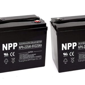NP6-225Ah 6V 225Ah AGM Deep Cycle Battery Camper Golf Cart RV Boat Solar Wind Power / (2pcs)