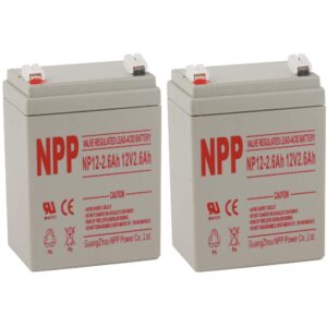 NPPower NP12-2.6Ah 12V 2.6Ah 12Volt 2.6amp Valve Regulated Sealed Lead Acid Rechargeable Battery (2pc)