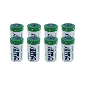8X Battery World ER34615 Non-Rechargeable 3.6V Lithium Battery Li-SOCL D Size 19 Ah LS33600 High Capacity UL Certified Single-Use 3.6V Lithium Battery DO NOT Charge Battery