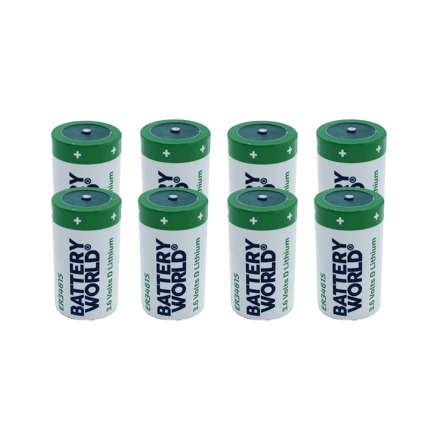 8X Battery World ER34615 Non-Rechargeable 3.6V Lithium Battery Li-SOCL D Size 19 Ah LS33600 High Capacity UL Certified Single-Use 3.6V Lithium Battery DO NOT Charge Battery