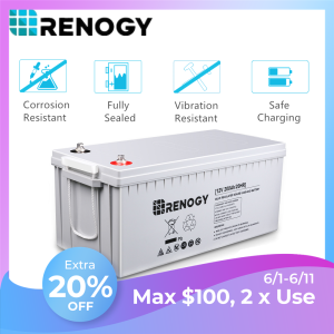 Renogy 12V 200AH Deep Cycle AGM Battery Rechargable for RV Solar Marine Off-Grid