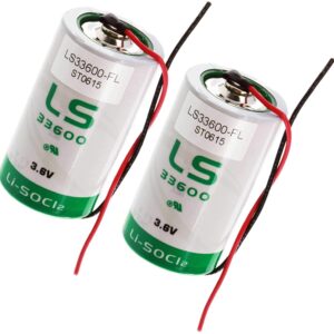 2x SAFT LS33600_WIRE D 3.6V 1700mAh Lithium Battery for Fleet Monitoring, Carbon Monoxide Detectors, Intrusion Sensors, Invisible Fencing,Smart Utility Metering, Emergency Backup