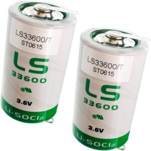 2x SAFT LS33600 TAB Size D 3.6V 1700mAh Lithium Battery for Smart Munitions, Unattended Sensors, RFID Tracking, Intrusion Sensors, Invisible Fencing, Locator Beacons, Fleet Monitoring