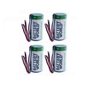 4x Battery World ER34615 3.6V 19Ah LS33600 Size D Lithium Battery Wire Leads RFID AMR Backup