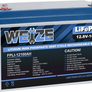 12V 100AH LiFePO4 Deep Cycle Lithium Battery for RV Marine Off-Grid Solar System