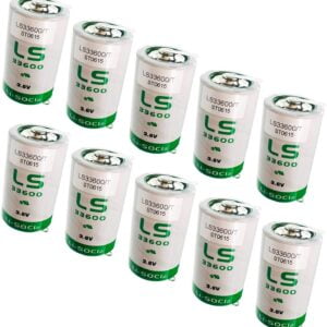 10x SAFT LS33600 TAB D 3.6V 1700mAh Lithium Battery for Patient Monitoring, Respirators/Oxygen Concentrators, RFID Tracking, Asset Tracking, Theft Prevention, Locator Beacons, AMR Add-ons