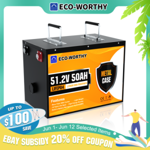 48V 50Ah 100Ah LiFePO4 Lithium Battery Metal Case Deep Cycles for RV Golf cart
