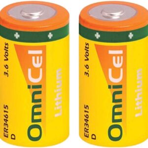 2X OmniCel ER34615 3.6 Volt 19Ah Sz D Lithium Button Top Battery