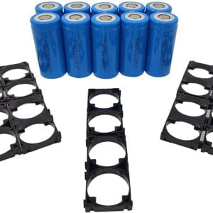 32650 (10 Pieces) Flat Top Rechargeable LifePO4 Battery 6000mAh 3.2V Lithium Iron Battery with 10 ABS Plastic Holders