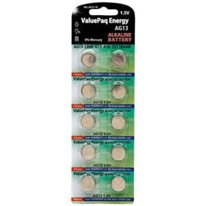 Dantona VAL-AG13-10 ValuePaq Energy AG13 Alkaline Button Cell Batteries, 10 Pack, New