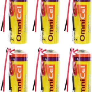 6x Omnicel ER18505 3.6V 3.8Ah A Lithium Battery with Wire Leads For Intrusion Sensors, Invisible Fencing,RFID Tracking, Asset Tracking, Theft Prevention, Locator Beacons, Fleet Monitoring