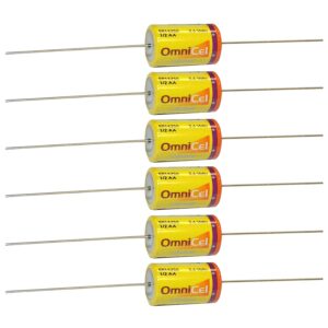 6x OmniCel ER14250 3.6V 1/2AA Lithium Battery Axial Pins Tracking Backup AMR