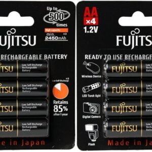 8 Fujitsu Ready-to-use HR3UTHCEX AA Rechargeable Battery NiMH 1.2V Min. 2450mAh Made in Japan