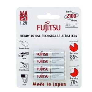 4 Fujitsu HR4UTC AAA Ready-to-use 2,100 times rechargeable batteries NiMH 1.2V 800mAh (Min. 750mAh) Made in Japan