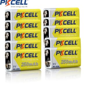 9V 250mAh NiMH Rechargeable Batteries 10Pcs