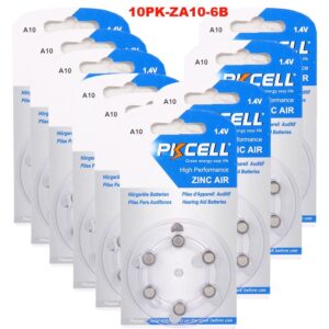 1.4 Volts ZA10 A10 PR70 Zinc Air (Zn/O2) 90 mAh Hearing Aid Zinc Air Batteries (60Pcs)