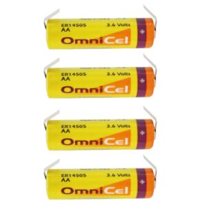 4X OmniCel ER14505 3.6V 2.4Ah Sz AA Lithium Battery Tabs Tracking Backup AMR