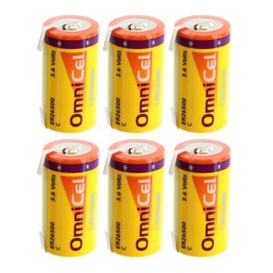 6X OmniCel ER26500 3.6V 8.5Ah Sz C Lithium Battery Tabs Sensors Detectors