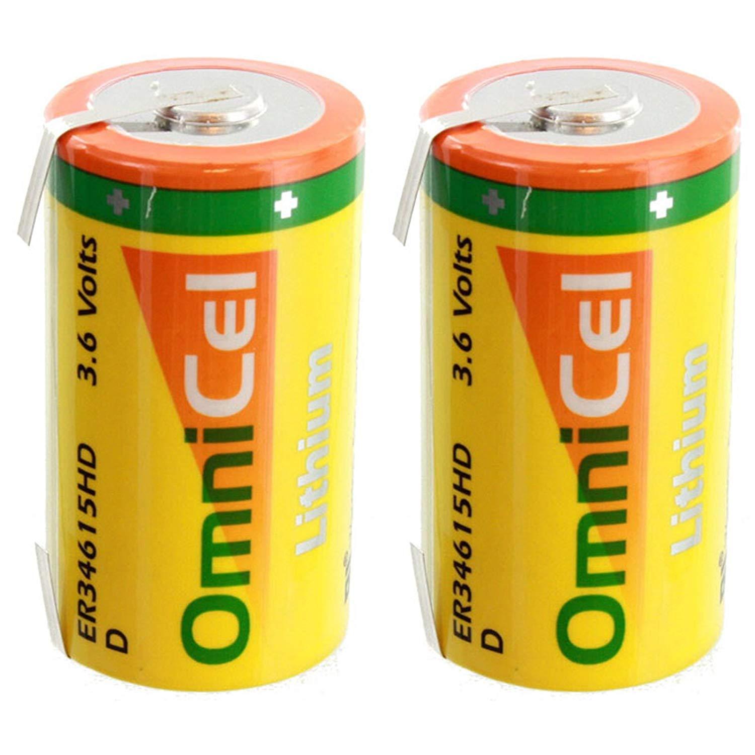 2X OmniCel ER34615HD/T High Drain Lithium Thionyl Chloride Battery AMR Detectors