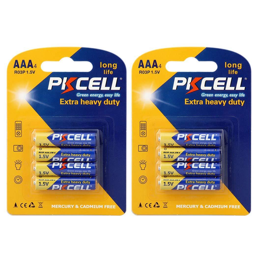 8 Pcs AAA R03P 1.5V Carbon Zinc Batteries