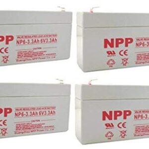 NPP NP6-3.3Ah 6V 3.3Ah Valve Regulated SLA Sealed Lead Acid Battery (4 pcs)