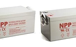 NPP NPG12-250Ah AGM Rechargeable Gel Deep Cycle 12V 250Ah Battery with Button Style Terminals (2 Pack)