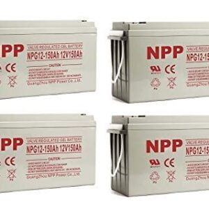 NPP NPG12-150Ah AGM Rechargeable Gel Deep Cycle 12V 150Ah Battery with Button Style Terminals (4 pcs)
