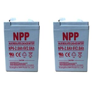 NPP 6V 2.8Ah Valve Regulated SLA Sealed Lead Acid Battery for Electronic Toys, Scales and Security Alarm System with Terminal F1 (2 pcs)