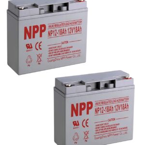 NPP 12V 18Ah 12Volt 18 amp Rechargeable Sealed Lead Acid Battery Wiht APC UPS Power Wheels Landscaping Equipment Button Terminal / (2pcs)
