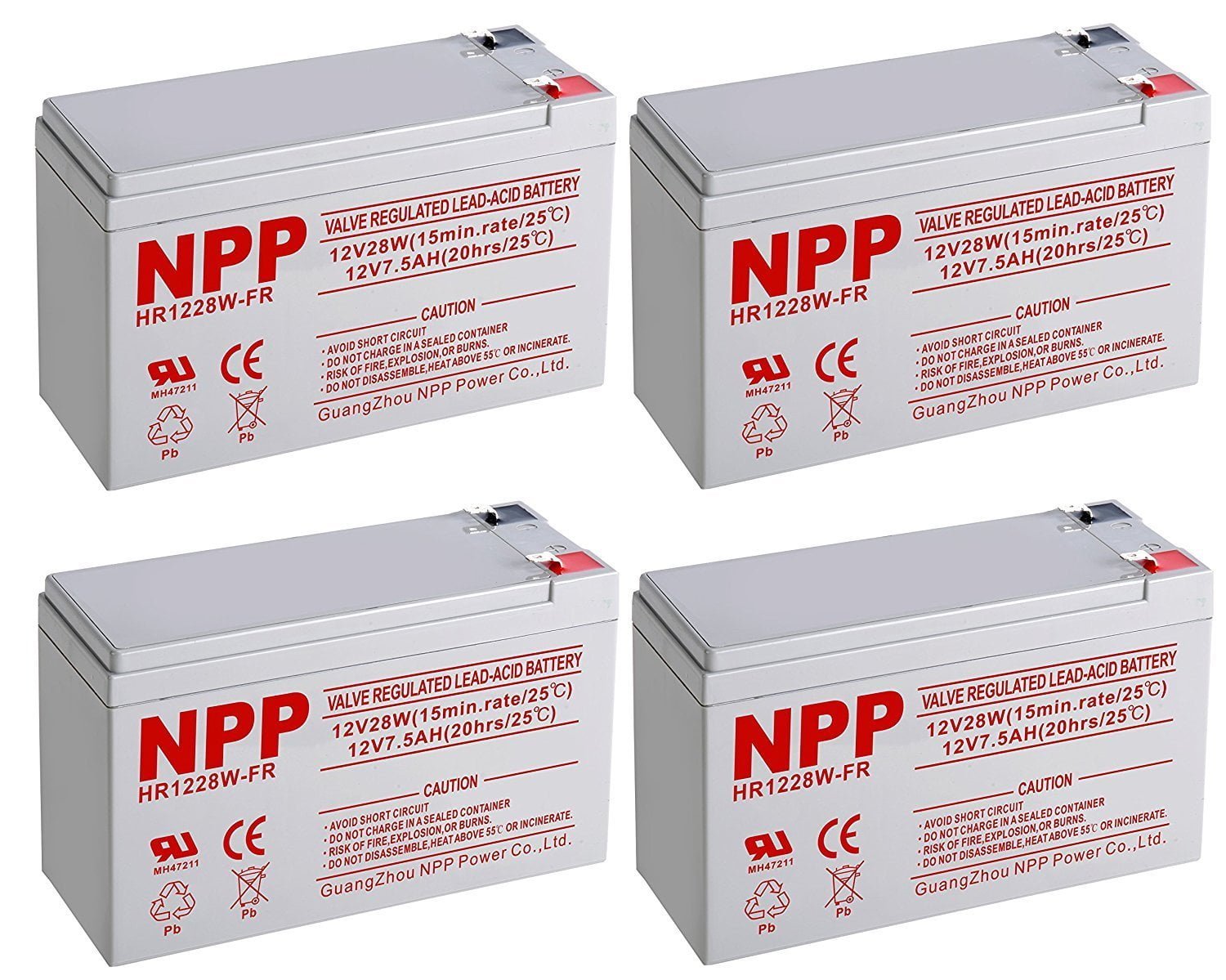 NPPower HR12V 28W High Rate SLA 12V 7.5Ah Battery F2 Style Terminals / (4pcs)