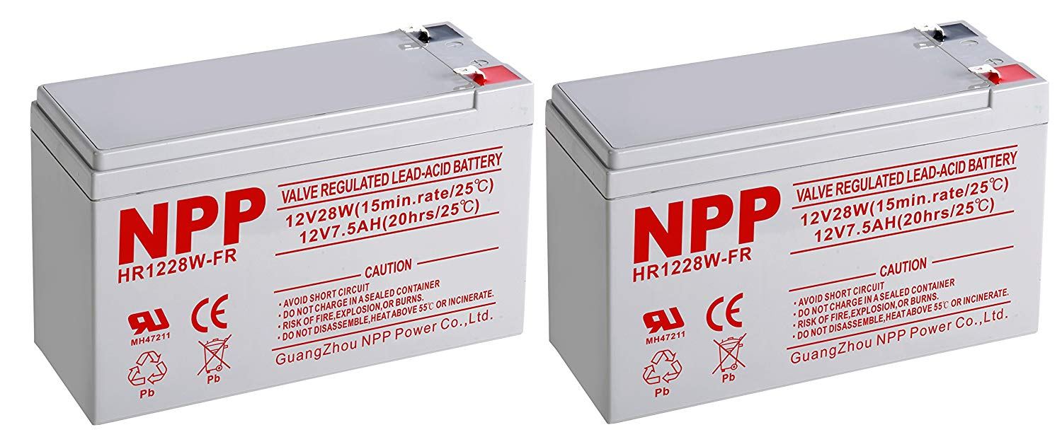 NPPower High Rate HR1228W 12V 7.5Ah SLA Sealed Lead Acid UPS Battery With F2 Style Terminals/(2pcs)