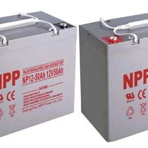 NPPower 12V 50Ah Rechargeable AGM Deep Cycle 12V 50Ah Battery With Button Style Terminals/(2pcs)