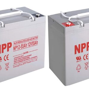 NPP NP12-55Ah Rechargeable Sealed Lead Acid 12V 55Ah Battery With Button Style Terminals/(2pcs)