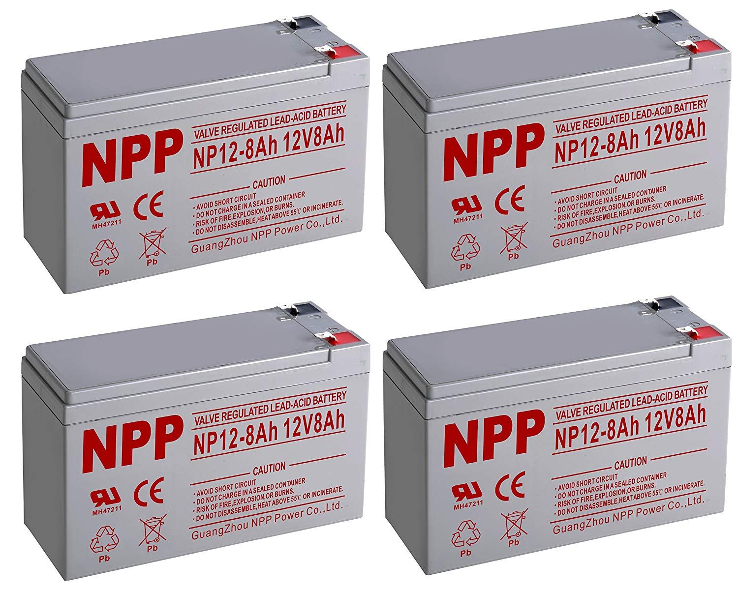 NPPower NP12-8Ah SLA Sealed Lead Acid 12V 8Ah Battery F1 Style Terminals / (4pcs)