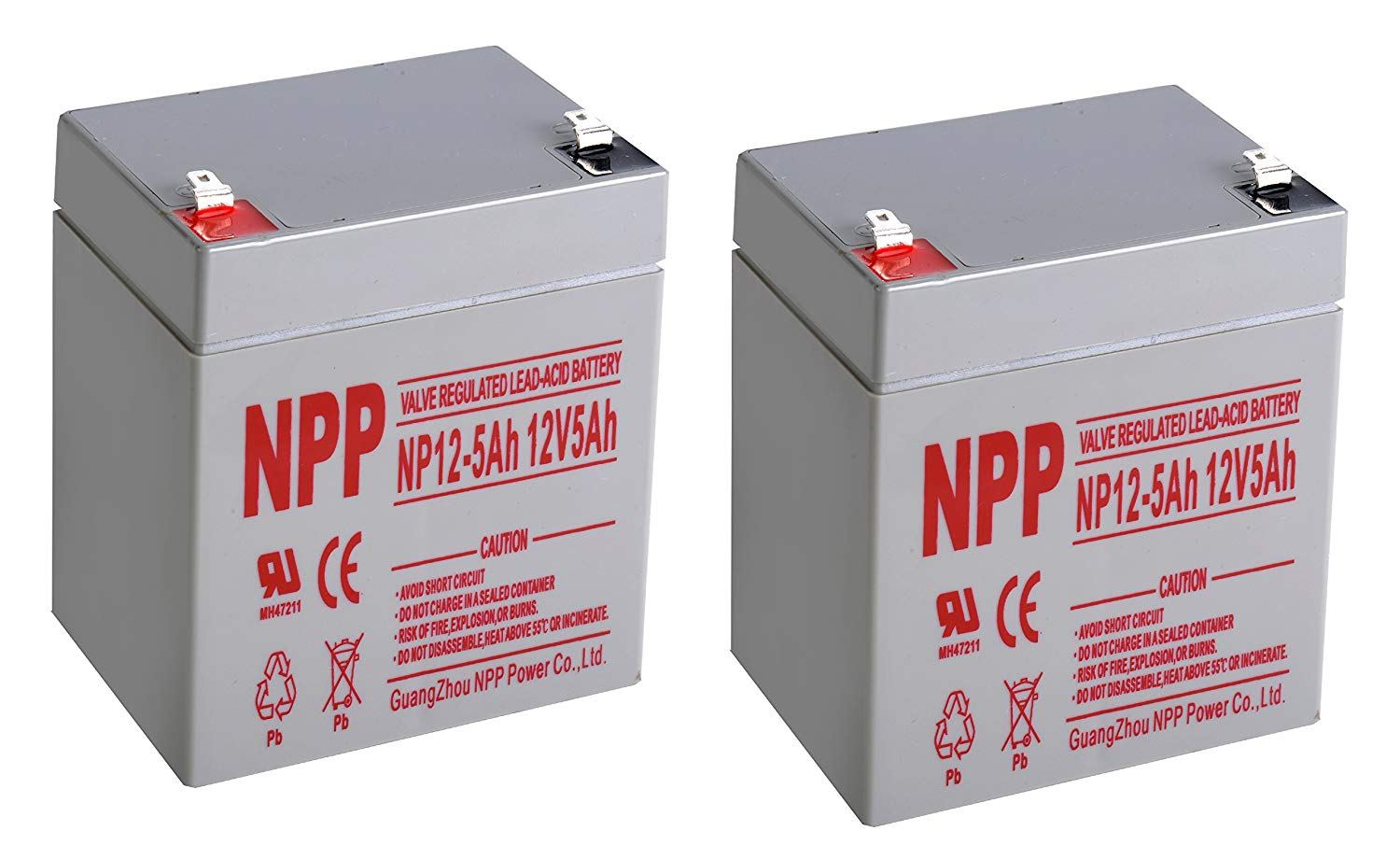 NPPower NP12-5Ah SLA Sealed Lead Acid 12 Volt 5Ah Battery With F1 Style Terminals/(2pcs)