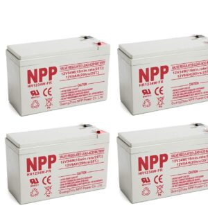 NPP High Rate HR1234W FR 12V 34W(15min.Rate) SLA UPS 12V 9Ah Battery with F2 Style Terminals / (4pcs)