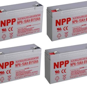 NPPower 6V 10Ah SLA Sealed Lead Acid Battery F1 Style Terminals / 4 Pack