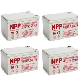 NPP HR1251W FR 12V 51W（15min.Rate） Sealed Lead Acid UPS 12V 14Ah Battery with F2 Style Terminals / (4pcs)