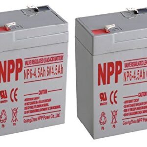 NPP 6V 4.5 Amp NP6 4.5Ah UPS Rechargeable Sealed Lead Acid Battery F1 Terminals (2 Pcs)