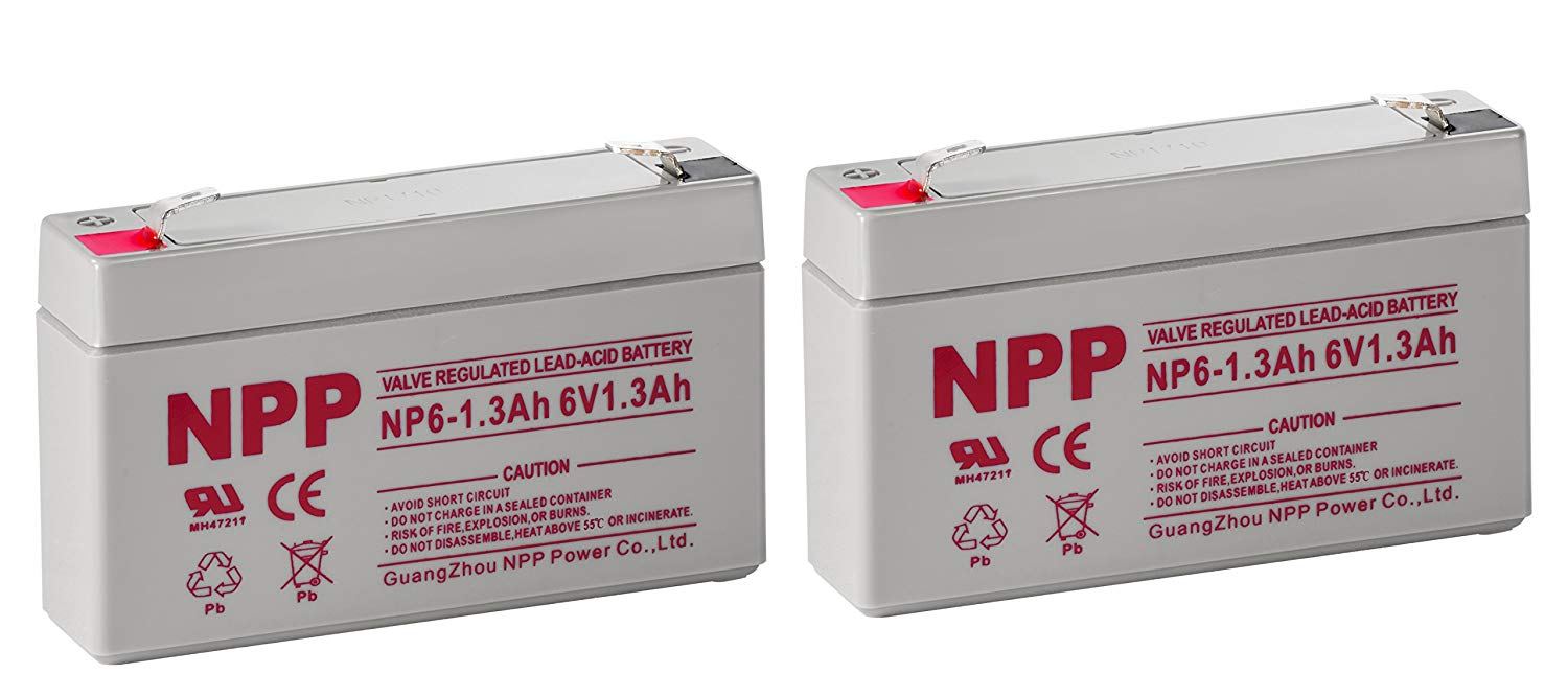 NPP NP6-1.3Ah 6 Volt 1.3Ah SLA Sealed Lead Acid Battery With F1 Style Terminals/(2pcs)