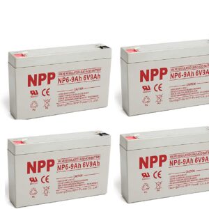 NPPower 6V 9Ah, 6v 8Ah, 6V 7Ah, Sealed Lead Acid Rechargeable Battery F1 Style Terminals / (4pcs)