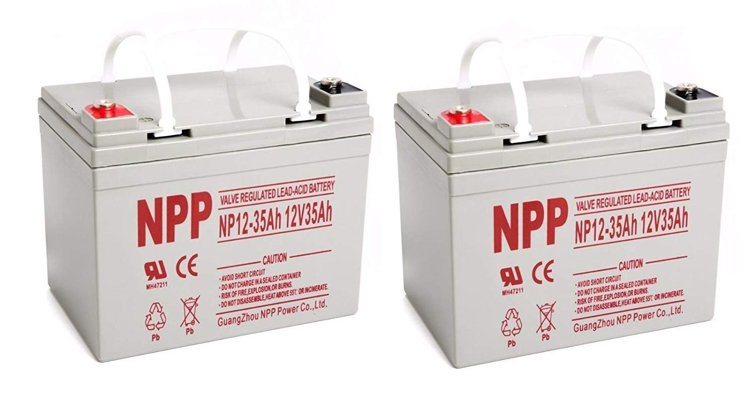 NPP NP12-35Ah 12V 35Ah Rechargeable Sealed Lead Acid Battery With Button Style Terminals/(2pcs)