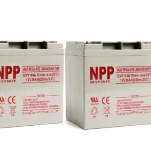 NPPower HR12110W FR 12V 28Ah Rechargeable Lead Acid Battery With Button Style Terminals/(2pcs)