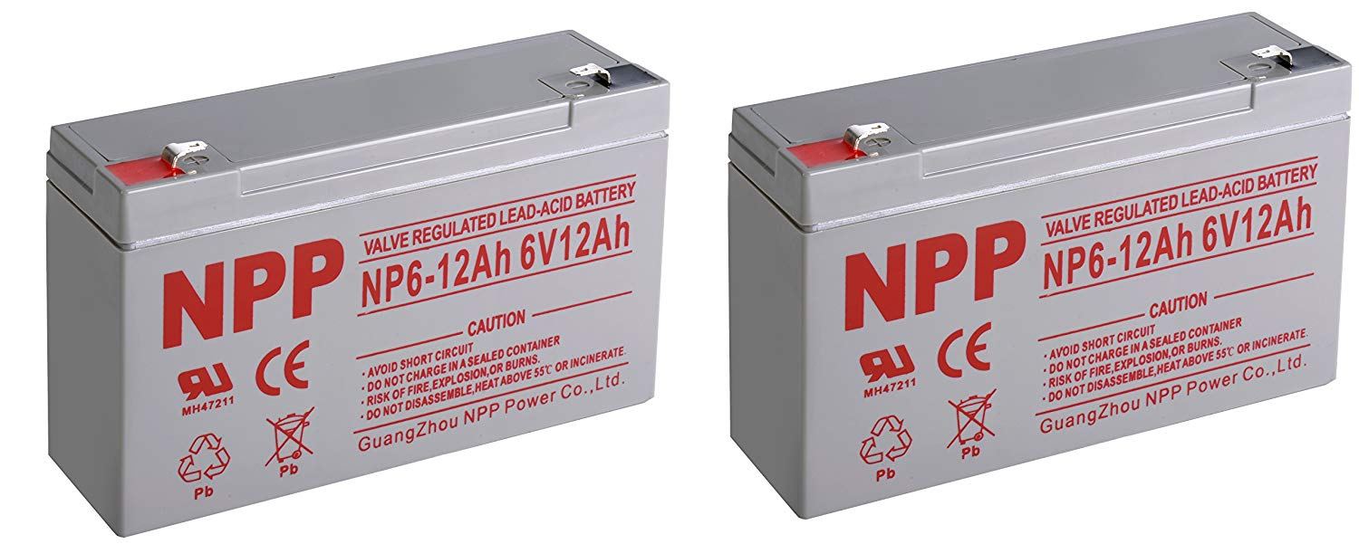 NPPower NP6-12Ah 6 Volt 12Ah Sealed Lead Acid Battery With F1 Style Terminals/(2pcs)