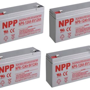 NPPower NP6-12Ah 6V 12Ah Sealed Lead Acid Battery F1 Style Terminals/(4pcs)